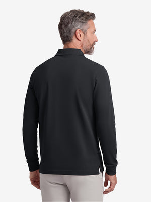 Solid Stretch Cotton Pique Long Sleeve Polo Shirts