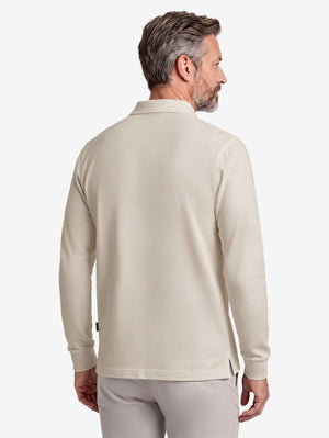 Solid Stretch Cotton Pique Long Sleeve Polo Shirts