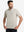 Front upper body shot of model wearing oyster gray waffle texture 1/4 zip pullover