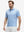 Front waist-up shot of model wearing sky blue flower performance quick dry print golf polos