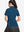 Back upper body shot of model wearing blue women's breathable 1/4 zip pullover golf shirts