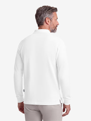 Solid Stretch Cotton Pique Long Sleeve Polo Shirts