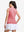 Back upper body shot of model wearing pink women's moisture-wicking mock neck sleeveless golf tops