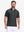 Front upper body view in black heather of performance heather contrast collar polo shirts.
