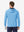 Model back upper body display shot, heather midlayer golf hoodies in blue heather