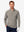 Model front upper body wearing presentation, dry fit athletic 1/4 zip sweatshirt in taupe heather