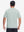 Back upper body view in light green heather of moisture wicking heather round neck athletic t-shirts.