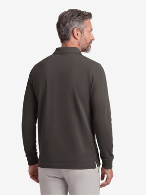 Solid Stretch Cotton Pique Long Sleeve Polo Shirts