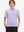 Front half-body shot of youth in lavender white stripe performance cooling polo, highlighting design and fit
