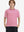 Front upper view of Kids stripe golf polos showing crisp stripes in rose stripe