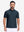Front upper body shot of model wearing navy dry fit waffle textured collared golf shirts