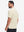 Back half body shot of model wearing beige white comfy breathable pin-stripe texture golf polos