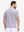 Back half body shot of model wearing light purple white comfy breathable pin-stripe texture golf polos