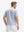 Back waist-up shot of model wearing colorful graffiti performance quick dry print golf polos