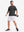 Front full body view in black heather of moisture wicking heather round neck athletic t-shirts.