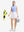 Front full body shot of model exercising in white blue stripes women's sleeveless q-zip print quick dry golf tops