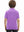 Back half-body view of youth wearing lilac stripe performance cooling polo, showing rear design