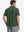 Model half-body back view wearing dark green cotton blend plain shirt.
