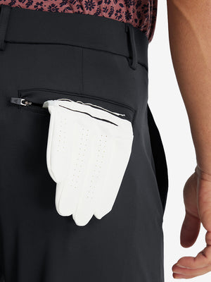 Back pocket detail of Lightweight Ankle-Zip Sweatpants with 4 Pockets in black