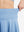 Detail view of skirt elasticity on light blue women's high waisted golf skirts with 4 inner pockets