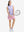 Front full body shot of model exercising in lavender rose women's sleeveless q-zip print quick dry golf tops