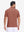 Back upper body view in red ochre heather of performance heather contrast collar polo shirts.