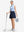 Front full body shot of model exercising in blue plaid women's sleeveless q-zip print quick dry golf tops