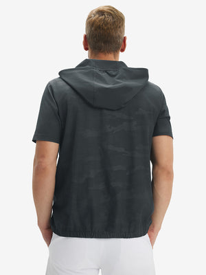 Water-Resistant Embossed Short Sleeve Q-Zip Hoodies