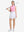 Front full body shot of model exercising in pink white florals women's sleeveless q-zip print quick dry golf tops