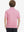 Back half-body view of youth wearing rose stripe performance cooling polo, showing rear design
