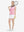 Front full body shot of model playing golf in pink white florals women's sleeveless v-neck print golf shirts