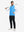 Lifestyle shots of water-resistant fleece golf vests in sky blue, worn while holding golf clubs