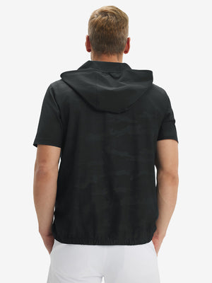 Water-Resistant Embossed Short Sleeve Q-Zip Hoodies