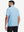 Back upper body shot of model wearing light blue waffle texture 1/4 zip pullover