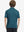Back half-body view of youth wearing turquoise stripe performance cooling polo, showing rear design