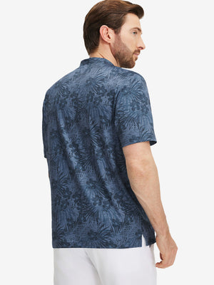 Stretch Printed Collarless Henley Golf Shirts