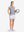Front full body shot of model exercising in navy white women's q-zip pin striped texture golf shirts