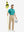 Full-body shot of a model wearing the tuorquoise feather weight jacquard polo shirts and pants