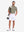 Front full body with golf bag in taupe heather of performance heather contrast collar polo shirts.