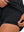 Inner side detail view in black of women's lightweight golf dress with 2 pockets.