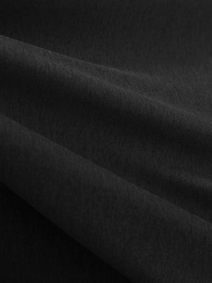 Close-up display of breathable heather fabric texture with tight knitting details, moisture wicking heather round neck athletic t-shirts in black heather