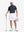 Front full body shot of model wearing dark grey dry fit waffle textured collared golf shirts