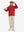 Full body model holding a golf club, styled in youth winter micro-fleece quarter zip pullover with red