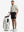 Front full body shot of model exercising in oyster gray waffle texture 1/4 zip pullover