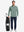 Full body model holding golf equipment for shooting, dry fit athletic 1/4 zip sweatshirt in celadon green heather