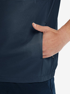 Water-Resistant Embossed Short Sleeve Q-Zip Hoodies