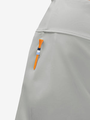 Side detail of glacier grey high waist built-in short a-line golf skirt with 5 pockets