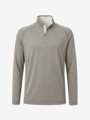 3d digital render of the garment overall shape, dry fit athletic 1/4 zip sweatshirt in taupe heather