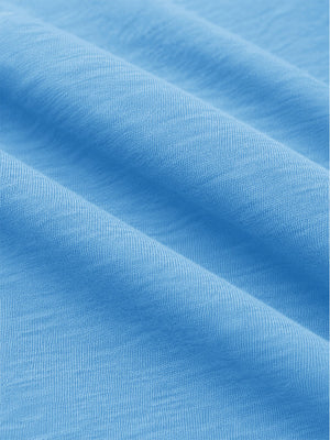 Close-up shot of soft heather knit fabric and fine textile texture, heather midlayer golf hoodies in blue heather