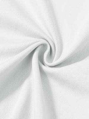 Close-up view of white warm puffer winter golf jacket fabric showing detailed material texture
